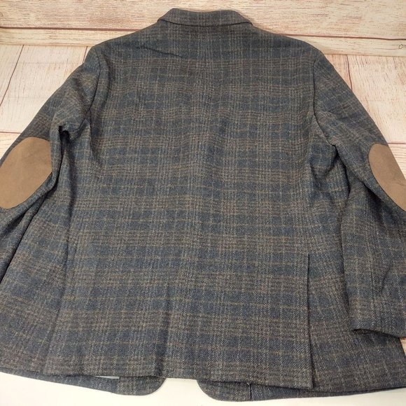 Joseph Abboud Men 100% Wool Blazer 2 Button Jacket Brown Sport Coat Elbow Patch - Picture 12 of 14